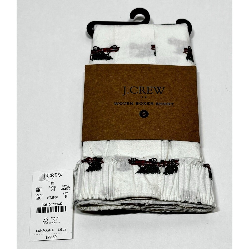 J. Crew Men’s Small Novelty Print Christmas Tree Red Truck Woven Boxer Short